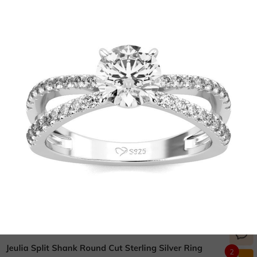 Jeulia split shank sterling silver engagement ring. Size 6.